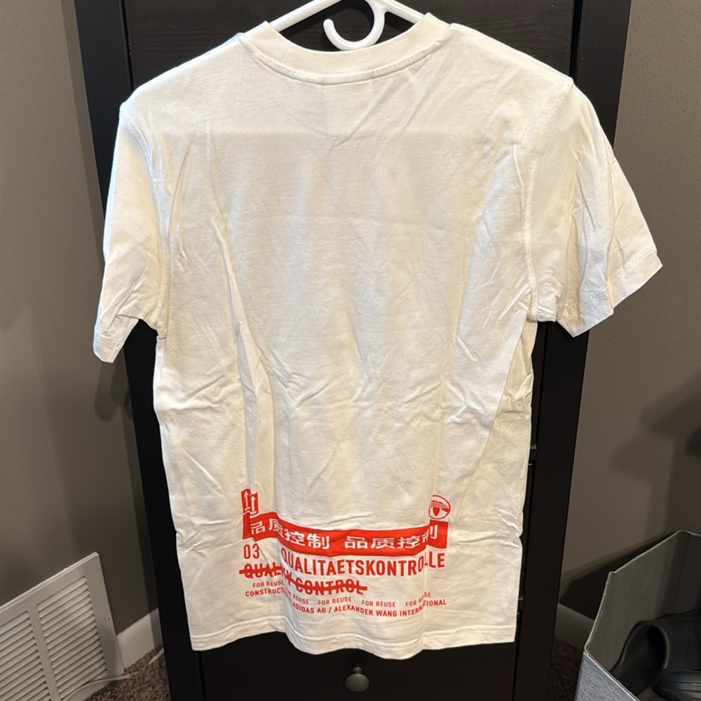 Designer Alexander Wang x Adidas White Short Sleeve Tee with Red Graphic - Picture 2 of 3